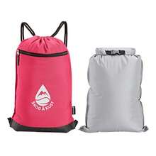 Skog Å Kust GymSak 2-in-1 Drawstring Cinch Bag with Removable Waterproof Dry Bag - Rosado - Ver 1