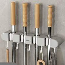 1 pieza Soporte de pared para escoba y trapeador, Abrazadera de trapeador de pared multifunción de 3/4 pulgadas, Gancho de fijación de trapeador sin taladro con adhesivo resistente, Solución de almacenamiento de pared de baño, Colgador de herramientas de gran resistencia - Multicolor - Ver 15