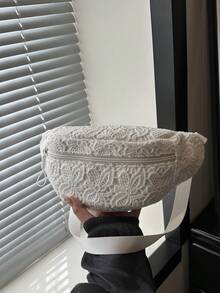 精致白色蕾丝腰包，小众设计胸包，休闲百搭斜挎包，清新甜美日常女式手提包 - 白色 - 查看 6