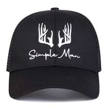 1 chiếc mũ lưỡi trai nam "SIMPLE MAN", thêu chữ và hình sừng hươu theo yêu cầu, mũ bóng chày phong cách đường phố, mũ lưới thoáng khí cho mùa xuân, mùa thu, du lịch, đi biển. - nhiều màu - Xem 5