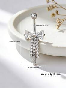 1 chiếc khuyên rốn hình bướm đính đá Zirconia gợi cảm dành cho nữ, trang sức xỏ rốn độc đáo lấp lánh tinh tế, phù hợp cho tiệc tùng, kỳ nghỉ và trang phục gợi cảm. - nơ - Xem 5