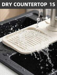 Silicone Splash Guard Bathroom Sink Drain Mat Kitchen Sink Drip Tray Soap Pad Trimmable Narrow Edge Suitable For Wash Basin Kitchen Sink Kitchen Drain Rack Kitchen Essentials Bathroom Accessories - A - View 4