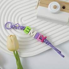 A Handcrafted, Personalized Flower Keychain With Customizable Colored Acrylic Letter Beads. A Perfect Mother's Day Gift Or Back-To-School Gift. - Letter Keychain - View 18