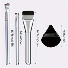 Bộ cọ trang điểm gồm 1 cọ tán kem nền siêu mỏng, 2 cọ kẻ mắt và lông mày mảnh, 2 bông mút trang điểm hình tam giác, cọ lông nylon, không mùi, phù hợp với mọi loại da, cán bằng nhựa ABS. - Nhiều màu - Xem 6