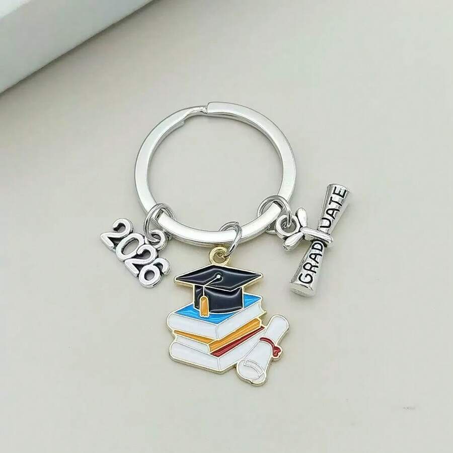 1pc Unisex 2026 Graduation Season Enamel Graduation Cap Keychain, Commemorative Graduation Ceremony Gift Keyring - Multicolor - View 1