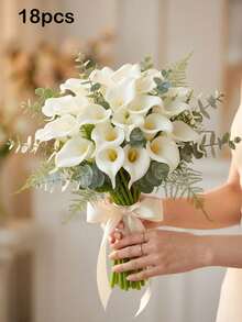 12pcs/6pcs/1pc White Artificial Calla Lily Flowers, 40cm Length, PU Material, Artificial Calla Lily Bouquet, Suitable For Home Wedding Decor, Indoor/Outdoor Decor, Garden Decor, Party Decor, Boho Style Decor, Holiday Party Decor, Mother's Day Birthday Celebration, Daily Gift - White - View 9