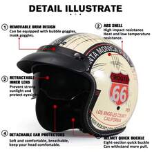 Casco de motocicleta DOT 3/4, casco de motocicleta retro certificado para hombres - Albaricoque - Ver 4