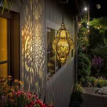 Outdoor Waterproof Hanging Solar Lantern, Moroccan Solar Lantern For Outdoor Garden Decoration, Outdoor Hanging Lantern Gardening Gift, Suitable For Yard, Terrace, Lawn Decoration Christmas - Màu vàng - Xem 11