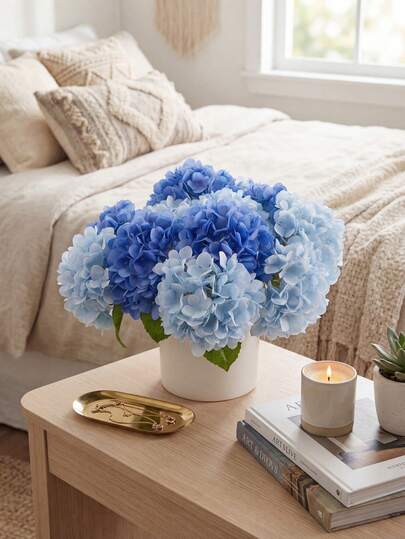 10 piezas de mini flores de hortensia de seda, 31.5cm, adecuadas para decoración del hogar, decoración de bodas, decoración del Día de San Valentín, centro de mesa, decoración de habitaciones, bricolaje de jarrones