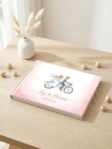 Sổ lưu niệm đám cưới tùy chỉnh, 1 cuốn, chữ tùy chỉnh, bìa cứng bằng vải lanh, sổ ký tên đám cưới cá nhân hóa với thiết kế hoa văn, kỷ niệm đám cưới. - Nhiều màu - Xem 9