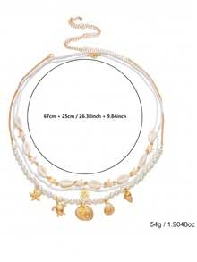 Dây chuyền eo nhiều lớp phong cách Bohemian dành cho nữ, họa tiết vỏ sò, sao biển, ngọc trai, bộ dây chuyền cơ thể gợi cảm mùa hè đi biển. - Nhiều màu - Xem 8