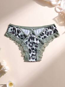 7条装性感冰丝豹纹内裤 - 蕾丝边网纱露臀内裤，金属纽扣 | 收腹提臀，柔软舒适镂空内衣 - 彩色 - 查看 8