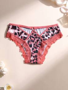 7条装性感冰丝豹纹内裤 - 蕾丝边网纱露臀内裤，金属纽扣 | 收腹提臀，柔软舒适镂空内衣 - 彩色 - 查看 6