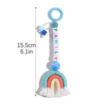 1 móc khóa cầu vồng phong cách Bohemian: Phụ kiện túi xách làm từ dây cotton đan thủ công với tua rua và mặt dây chuyền chữ cái đính hạt. - Móc khóa cầu vồng - Xem 8