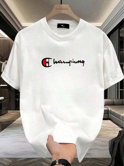 Camiseta de manga corta con cuello redondo para hombre.Estilo casual con un estampado moderno y cómodo.Modelo para parejas, para hombres y mujeres.Camiseta de manga corta con estampado Guanjunsummer A0PJ