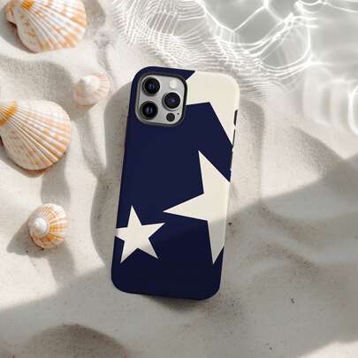 Star Navy Blue & White Star Phone Case Stargirl Phone Case Compatible With IPhone 17 Pro Max 16e 15 Pro 14 Plus 13 12 11 Pro Max Galaxy S26 S25 S24 Plus Ultra