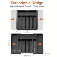 Expandable Large Utensil Storage Box, Food & Cutlery Organizer, Kitchen Tool Drawer Storage Box, Adjustable Cutlery Organizer Rack, Suitable For Spoons, Forks, Knives, Kitchen Decor, Home Decor, Bedroom Decor, Bathroom Decor - View 3