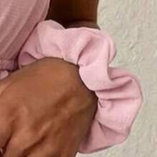 Blusa feminina detalhe dourado assimétrico   Tecido    Alto na frente e baixo atrás    verão   Praia  Feriado  Casamento  Férias    casual - Rosa Bebê - Visão 2