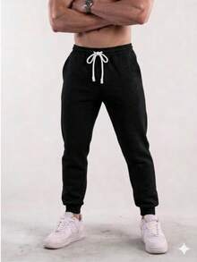 Men's Sweatpants, Winter Fashion, Cold Weather - MEN'S BLACK SWEATPANTS - View 2