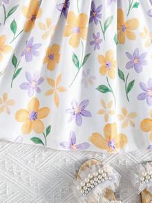 Vestido lindo con estampado floral para niñas, verano - Púrpura malva - Ver 6