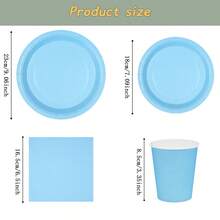 Bộ đồ dùng ăn uống dùng một lần Zhengyu màu xanh dương, đĩa tiệc 7/9 inch, đĩa giấy, cốc, khăn ăn dùng một lần, thích hợp cho các lễ hội, đám cưới, lễ đính hôn, sinh nhật, tiệc tùng, lễ kỷ niệm. - Nhiều màu - Xem 2
