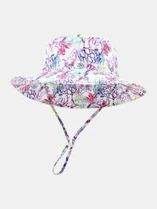 1pc Kids' Sun Protection Hat With Wind Cord, Minimalist Solid Color Or Cartoon Print Design, Lightweight Breathable Bucket Hat, Suitable For Beach And Daily Outings - 1PC - Girl - View 25