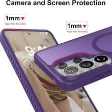 Magnetic For Samsung Galaxy S26Ultra/S26Plus/S26/S25Ultra/S25Plus/S25 Case, Built-In Stand, Compatible With Magsafe, Matte Translucent Hard Back + TPU Bumper Phone Cover With Magnets For Galaxy - Purple - View 6