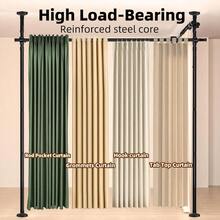 Room Divider, Tension Curtain Rod No Drilling,4-10ft(H) 28-140inch(W) Wall Divider For Room Separation, Heavy Duty Room Partition Separator, Adjustable Folding Privacy Screens,Black - Black - View 7