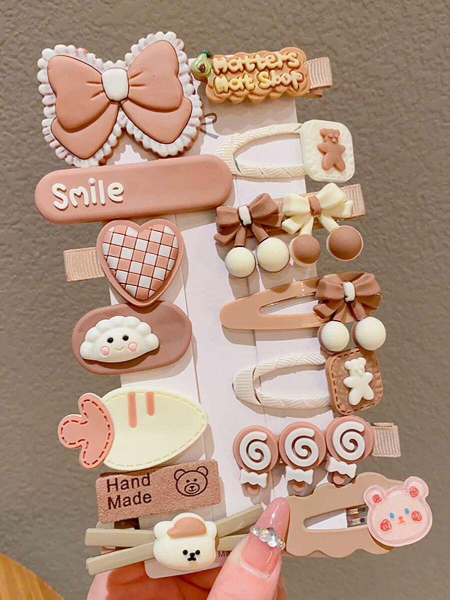 14 Cute Milk Coffee Cartoon Hair Clips For Ladies - Multicolor - View 1