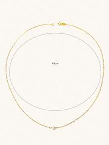 1 pieza Collar de plata de ley 925 con perla de agua dulce natural/ágata negra/turquesa/lapislázuli, elegante y minimalista para uso diario y bodas, cadena apilable - Dorado - Ver 7