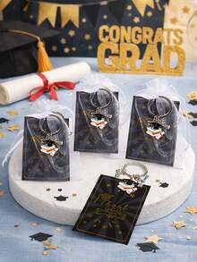 Conjunto de 36 peças/12 kits de lembrancinhas para festa de formatura, incluindo chaveiro com pingente "2026 Grad VATE", cartões de agradecimento e sacolas de malha. Ideal para a turma de 2026, lembrancinhas para festa de formatura, decoração para a volta às aulas e para a festa de formatura em geral, tema carnaval, lembrança especial para formandos de 2026, lembrança para ocasiões especiais e lembrancinhas para festa. - temporada de formatura - Ver 10