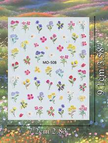 3/6pcs 5D Wild Flower Nail Stickers, Spring Floral Nail Art Decals, Cute Natural Design - Multicolor - View 5