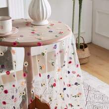 Pastoral Style Embroidered Floral Lace Tablecloth, Decorative For Bedroom, Dining Room, Dining Table - Floral Lace Tablecloth - View 2