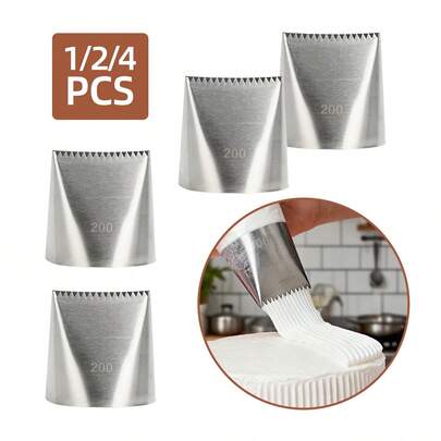 Bộ 1/2/4 đầu phun trang trí bánh bằng thép không gỉ cỡ lớn, chuyên nghiệp với các kiểu răng cưa/lượn sóng/thẳng, thích hợp cho kem phủ, kem phô mai, bánh ngọt, bánh cupcake và bánh quy, phụ kiện làm bánh.