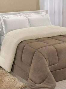 Sherpa Comforter With Blanket/Fitting Set, Queen Size, Thick, Assorted Colors, 2.40cm X 2.20cm - 卡其色 - 查看 6