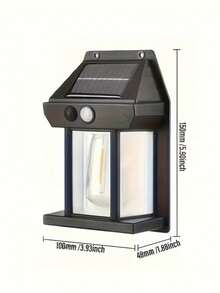 Luces Solares Comerciales de Pared para Uso Exterior, con Sensores de Movimiento y Control de Luz, con Tres Modos Adecuados para Patios, Exteriores, Porches, Terrazas y Entradas - Negro - Ver 6