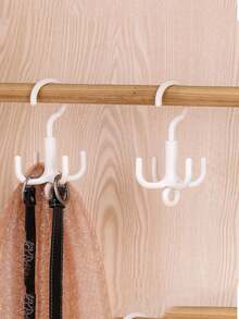 Percha giratoria de 5 ganchos multifuncional para colgar bolsos, cinturones, bufandas, corbatas, ropa, organizador para el hogar, tamaño grande - Blanco - Ver 14