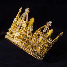 空心金属皇冠，闪亮合金质感，蓬松轻盈的发饰 - 金色 - 查看 2