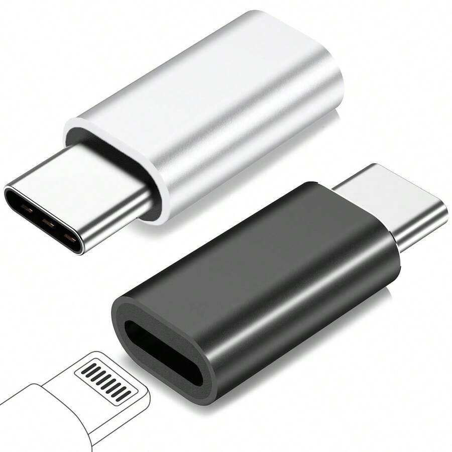 Bộ 2 cáp chuyển đổi Lightning cái sang USB-C đực, tương thích với iPhone 17/16/15 Pro Max Plus, cáp sạc (chỉ dùng để sạc, không dùng để truyền dữ liệu/âm thanh)