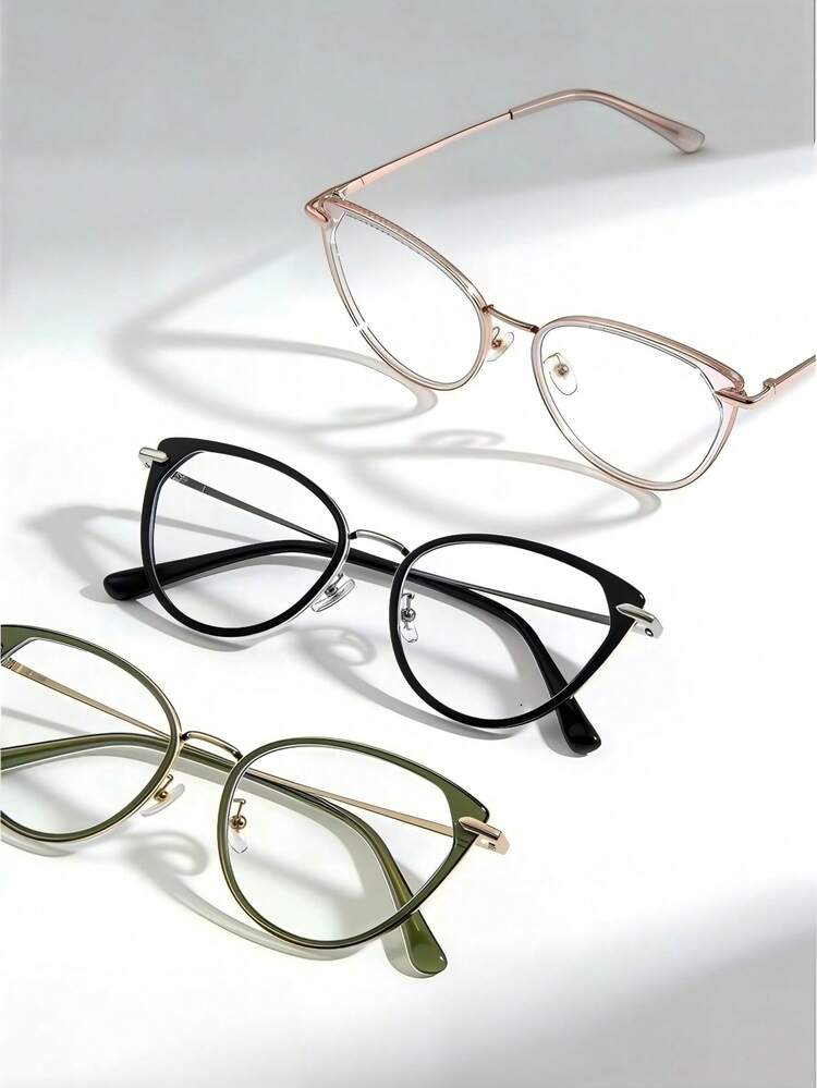 1/3pcs Y2K Style Tinted Cat Eye Transparent Glasses Accessories For Women - 3pcs Black/Transparent/Green - View 6