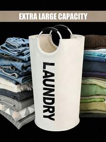 Modern Laundry Hamper With Round Ring Handles, Extra Large Storage Capability Dirty Clothes Basket For Dorm Room Residents Efficient Laundry Bag To Keep Spaces Neat And Tidy In Every Room Of The House. Collapsible Hamper Foldable Storage Laundry Storage Home Organization Storage Containers, Space Saving Design - Multicolor - View 6