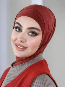 1pc Hijab Cap, Women's Middle Eastern Arabic Dubai Turkish Muslim Solid Color Classic Minimalist Casual Elegant Humble Modal Silk Soft Breathable Comfortable Long Brim 2-In-1 Scarf Turban Hijab Cap, Suitable For Daily Life, Festivals, Gatherings, Worship - Multicolor - View 17