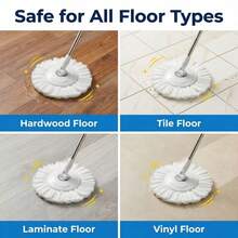 Spin Mop And Bucket With Wringer Set, 360° Spinning Mop Bucket System With 2 Microfiber Mop Replacement Heads And 61" Adjustable Handle For Floor Cleaning With Soap Dispenser (20QT) - 標準型-17吋(藍色) - 查看 11