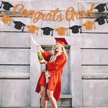 1Set Congrats Grad Banner,Graduation Cap Garland Bunting Banner,Graduation Party Hanging Banner,For Graduation Ceremony, Grad Party Backdrop,Home & Classroom Wall Decor,2026 Graduation Congratulations Graduation Party Decoration,Graduation Gift - Graduation Flag - View 5
