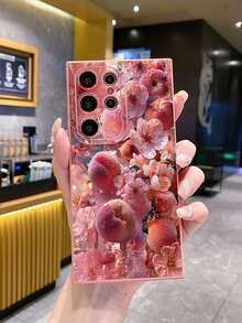 Flower 1pc Peach Flower Shockproof Phone Case Compatible With Apple, /Galaxy, - Pink - View 7