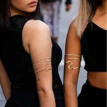 4pcs Women's Arm Cuff Bracelet Set, Minimalist Adjustable Arm Bands - A0021T-2 - View 3