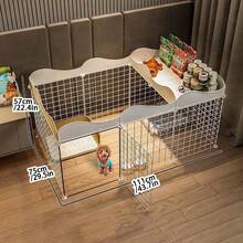 室内宠物狗围栏屋，带厕所区域的狗床，适合泰迪等小型犬 - 彩色 - 查看 4