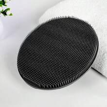 Soft Silicone Handheld Shower Brush, Gentle Exfoliating And Massaging For All Skin Types (Black) - Solid Color - View 9