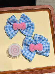 1 chiếc kẹp tóc mái màu xanh pastel dễ thương, kẹp tóc mái trước bên hông kiểu nữ tính có nơ, phụ kiện tóc thanh lịch - Nhiều màu - Xem 4