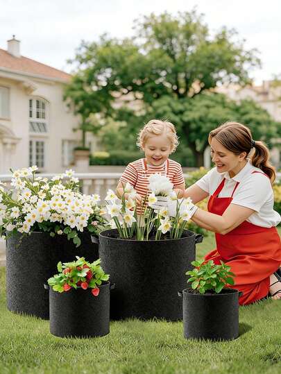 3pcs/Set Fabric Grow Bags, Thickened Nonwoven Garden Pots, Growing Bags With Handles, Black,Heavy Duty Thickened Fabric With Handles Plant Grow Bags ,For Indoor Outdoor Gardening Vegetables Flowers Herbs Bonsai Plants Christmas Holiday Gifts Garden Supplies Planting Containers Grow Bags Gift Ideas Planters